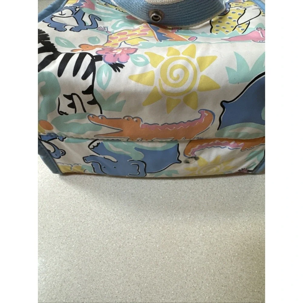 Vintage Baby Boom Diaper Bag Mini Tote Bag Blue Safari Animals 1990's